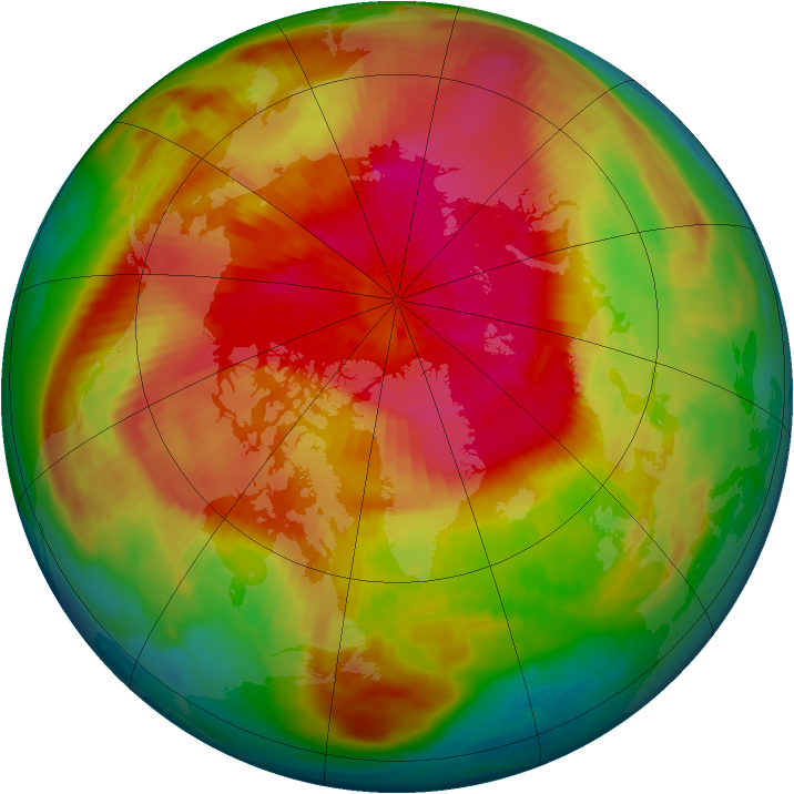 Arctic ozone map for 27 March 1985